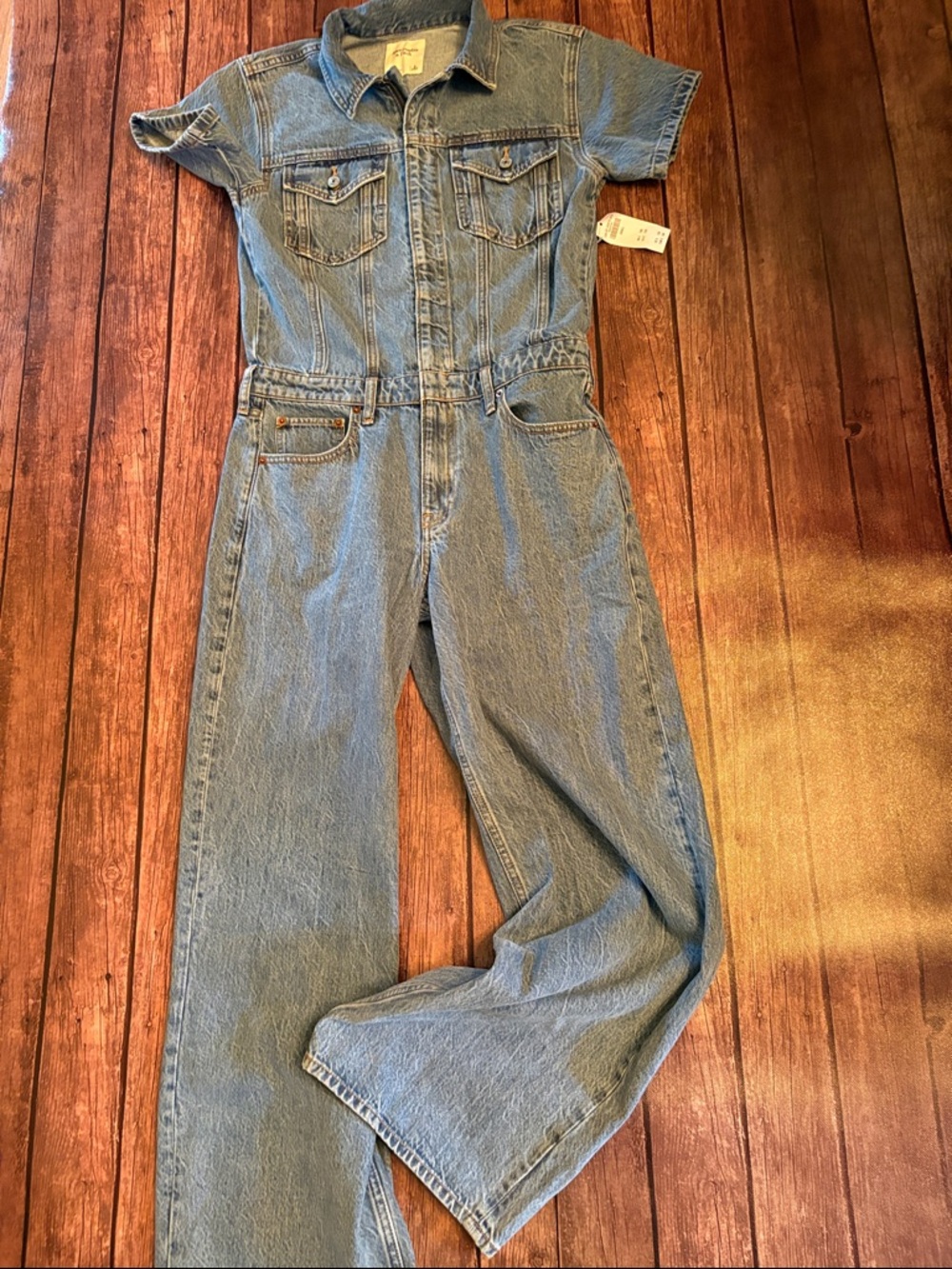 NWT Abercrombie & Fitch Short Sleeve Denim Jumpsuit Sz S